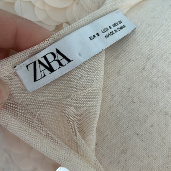 Zara Cream Giant Sequin Dress Size Medium Mermaid Vibes - Picture 7 of 8